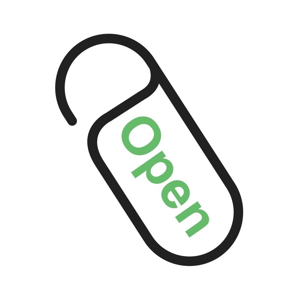 open tag lijn groen en zwart pictogram vector