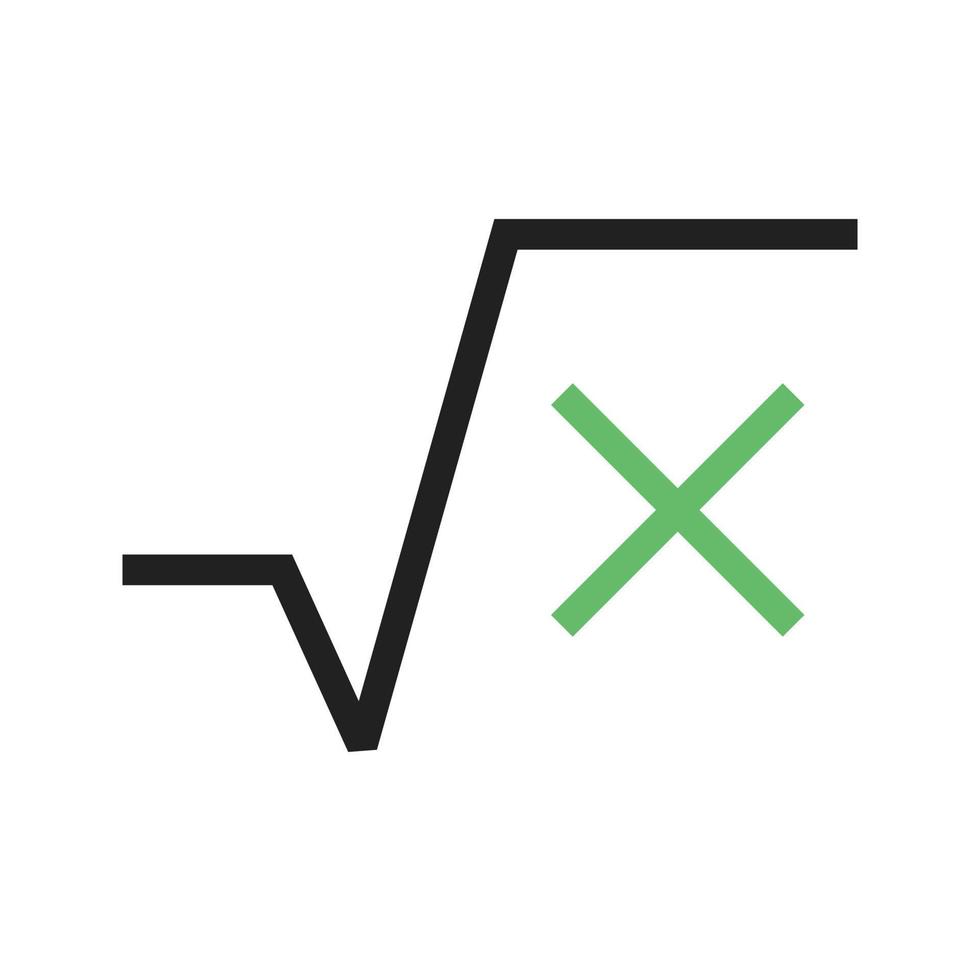 vierkantswortel lijn groen en zwart pictogram vector