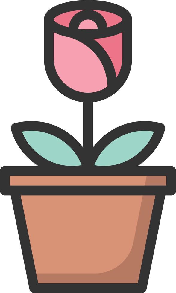 bloempot pictogram lijn kleur vectorillustratie vector