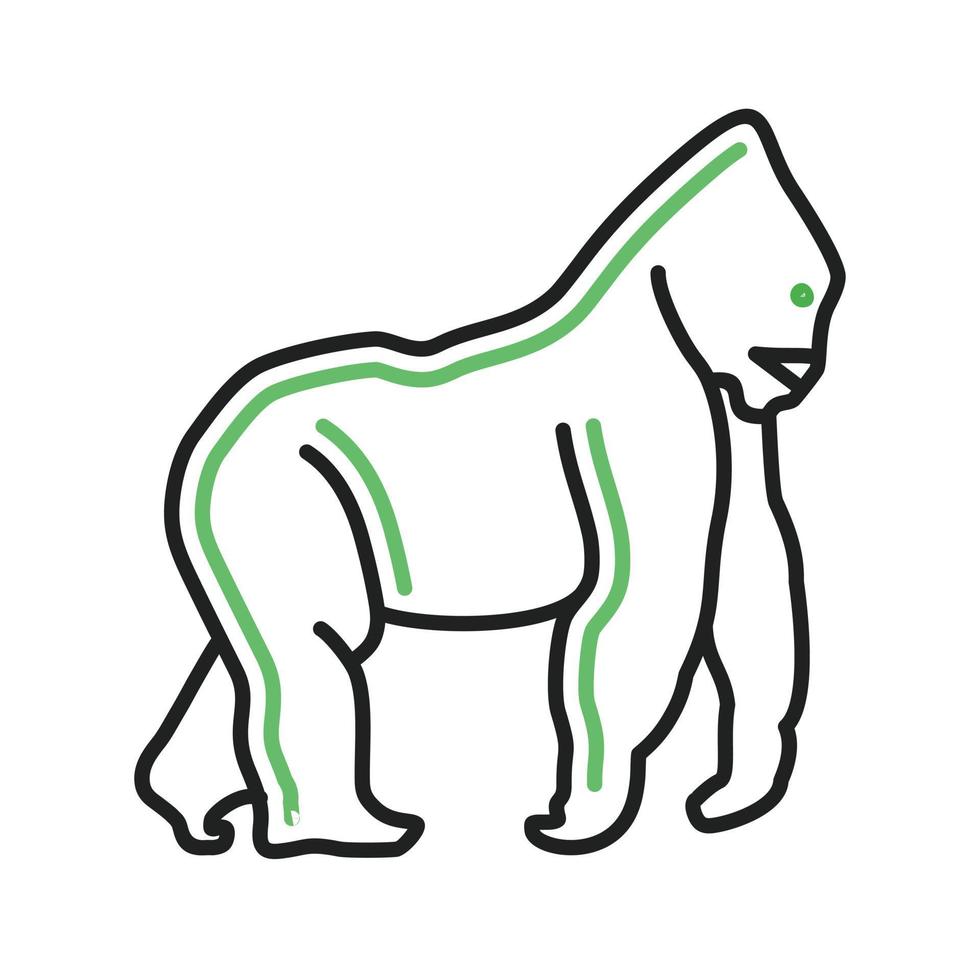 gorilla lijn groen en zwart pictogram vector