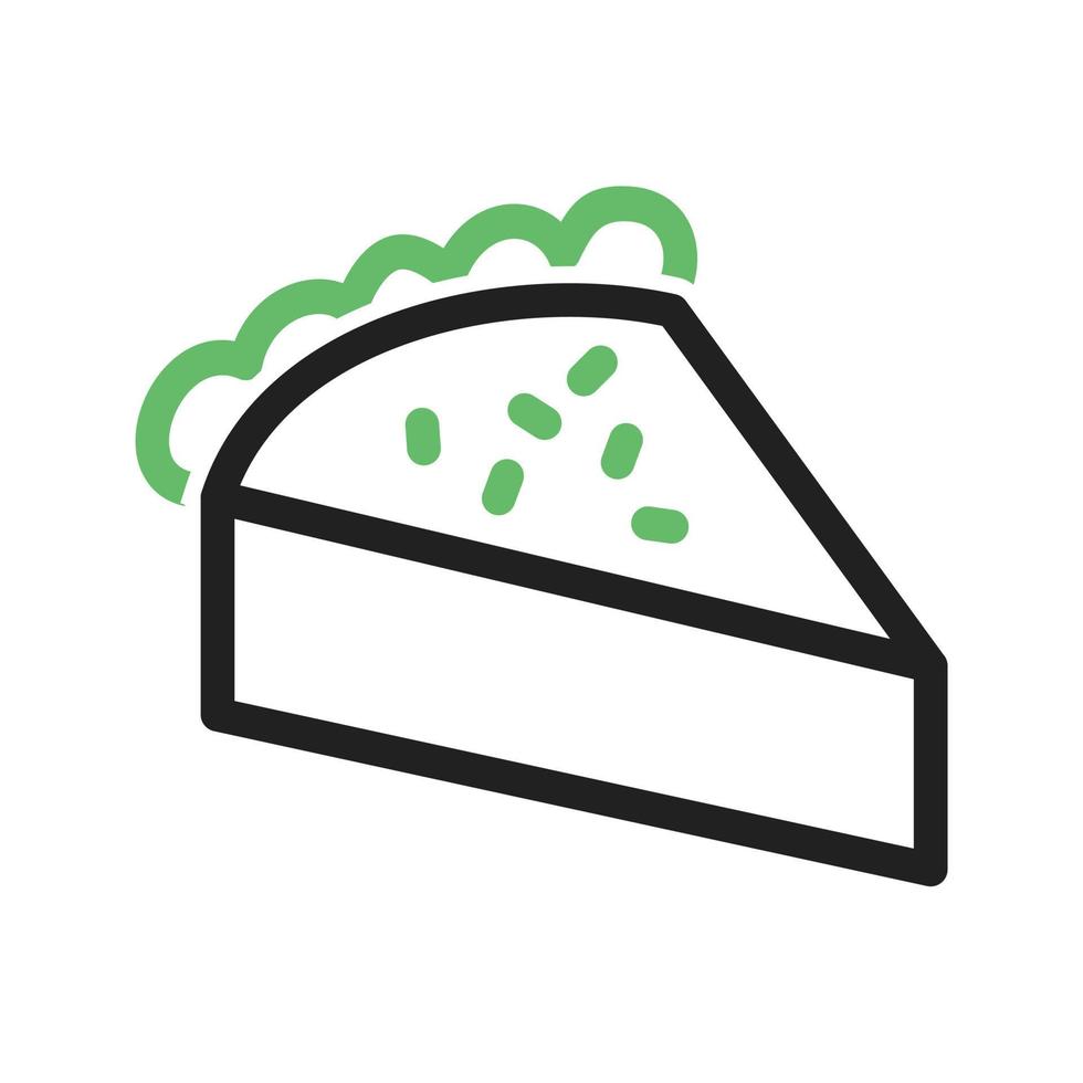 plakje taart lijn groen en zwart pictogram vector
