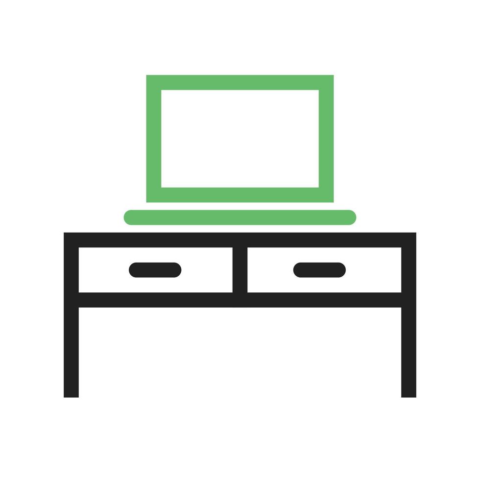 bureau en laptop lijn groen en zwart pictogram vector