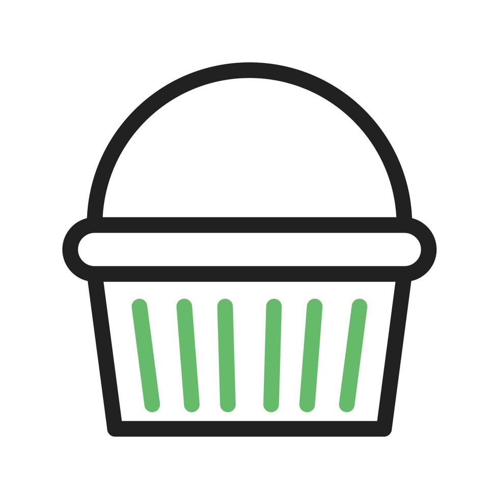 chocolade muffin lijn groen en zwart icon vector