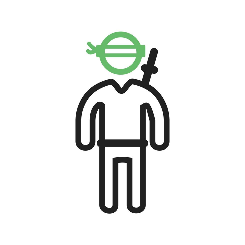 ninja krijger lijn groen en zwart pictogram vector