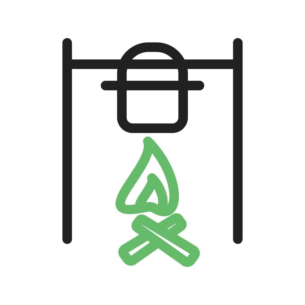 kampvuurlijn groen en zwart pictogram vector