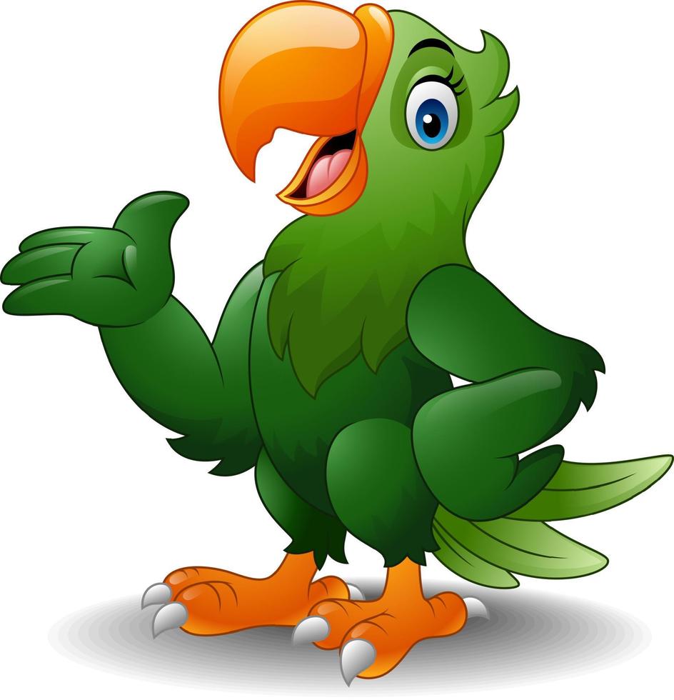 cartoon gelukkige papegaai presenteren vector