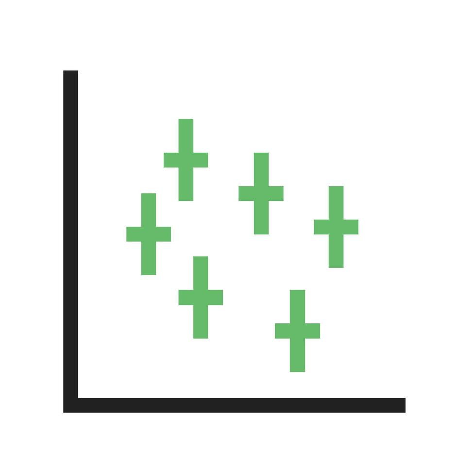 scatterplot ii lijn groen en zwart pictogram vector