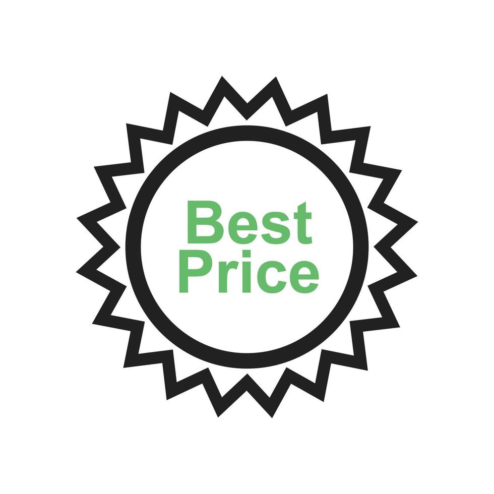 beste prijskaartje lijn groen en zwart pictogram vector