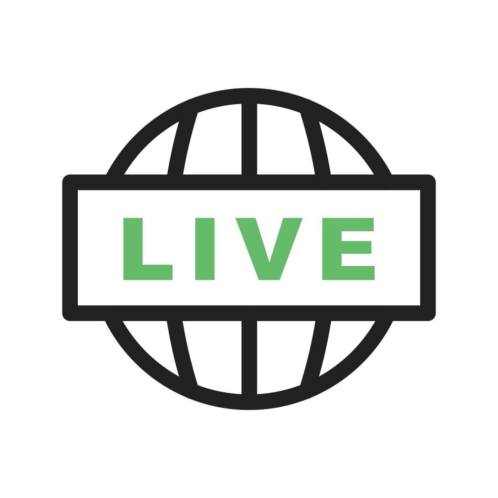 live nieuws lijn groen en zwart pictogram vector