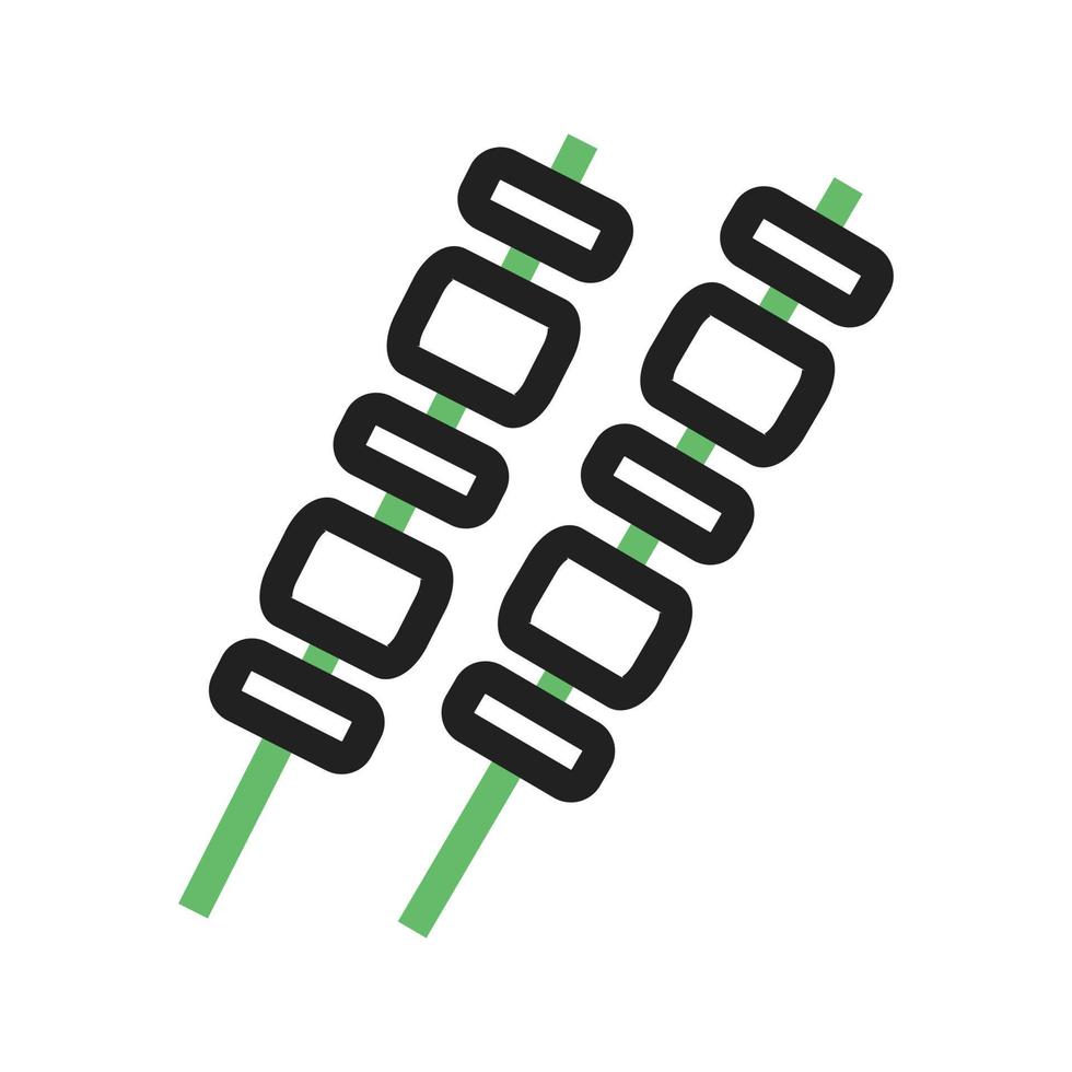 bbq stick lijn groen en zwart pictogram vector