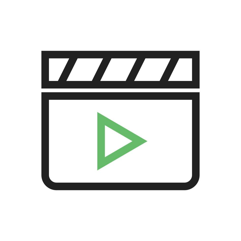 Filmklapper lijn groen en zwart pictogram vector