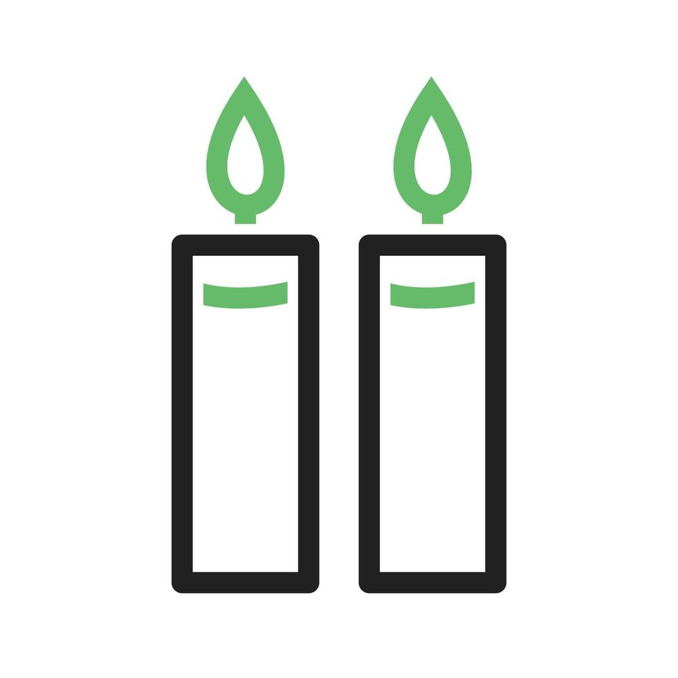twee kaarsen lijn groen en zwart pictogram vector