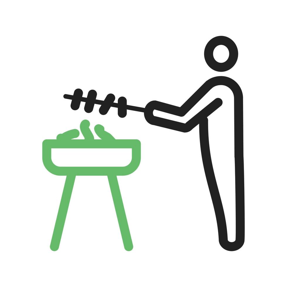 barbecue lijn groen en zwart pictogram vector