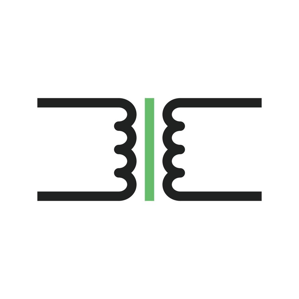 transformator lijn groen en zwart pictogram vector