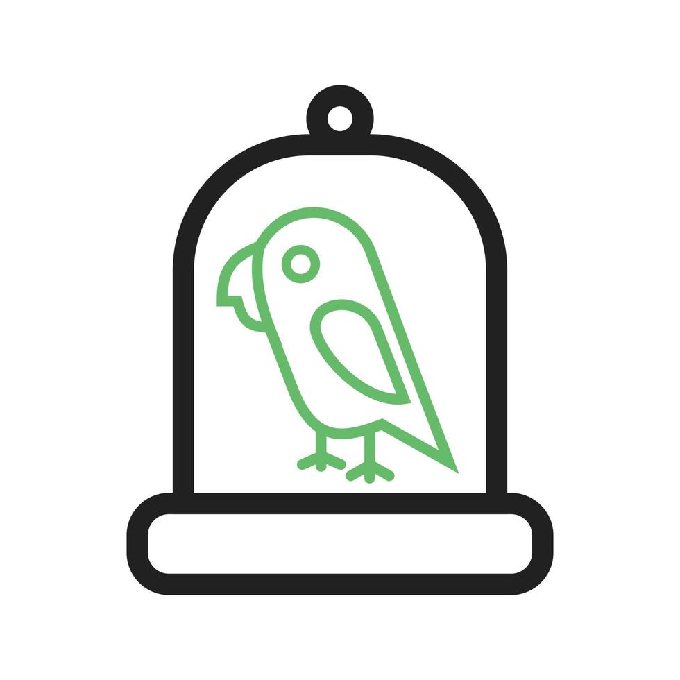 vogel in kooi lijn groen en zwart pictogram vector