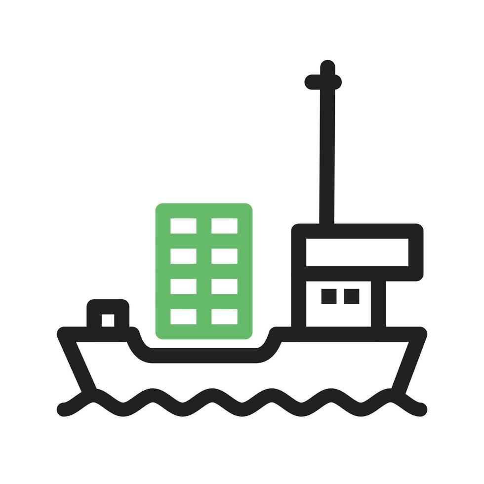 vrachtschip ii lijn groen en zwart pictogram vector