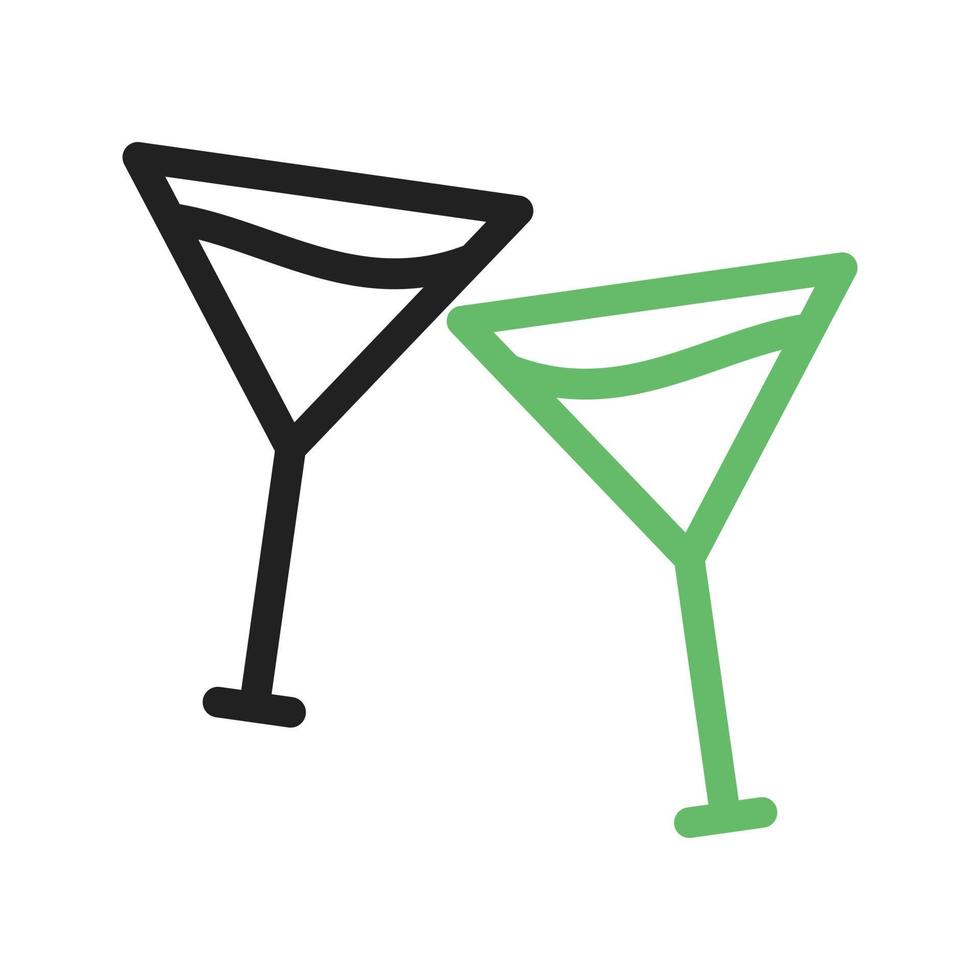 cocktailglazen lijn groen en zwart pictogram vector