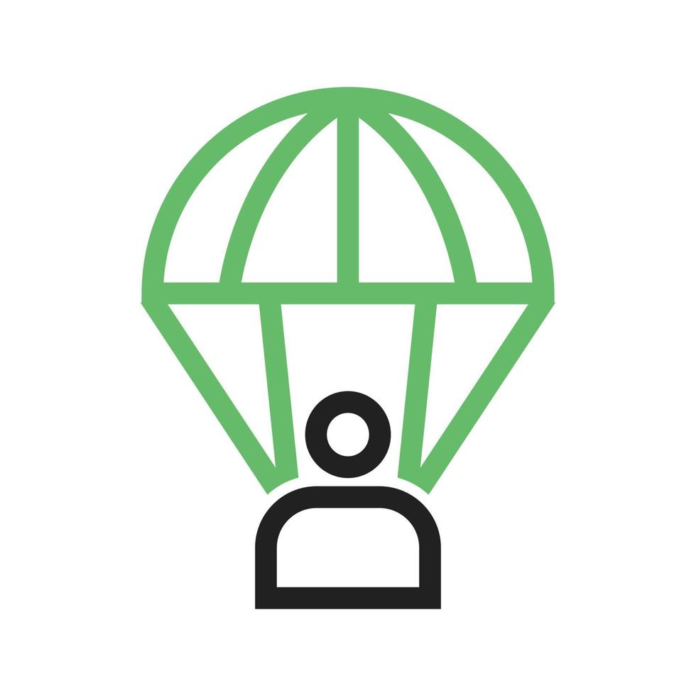 parachuter lijn groen en zwart pictogram vector