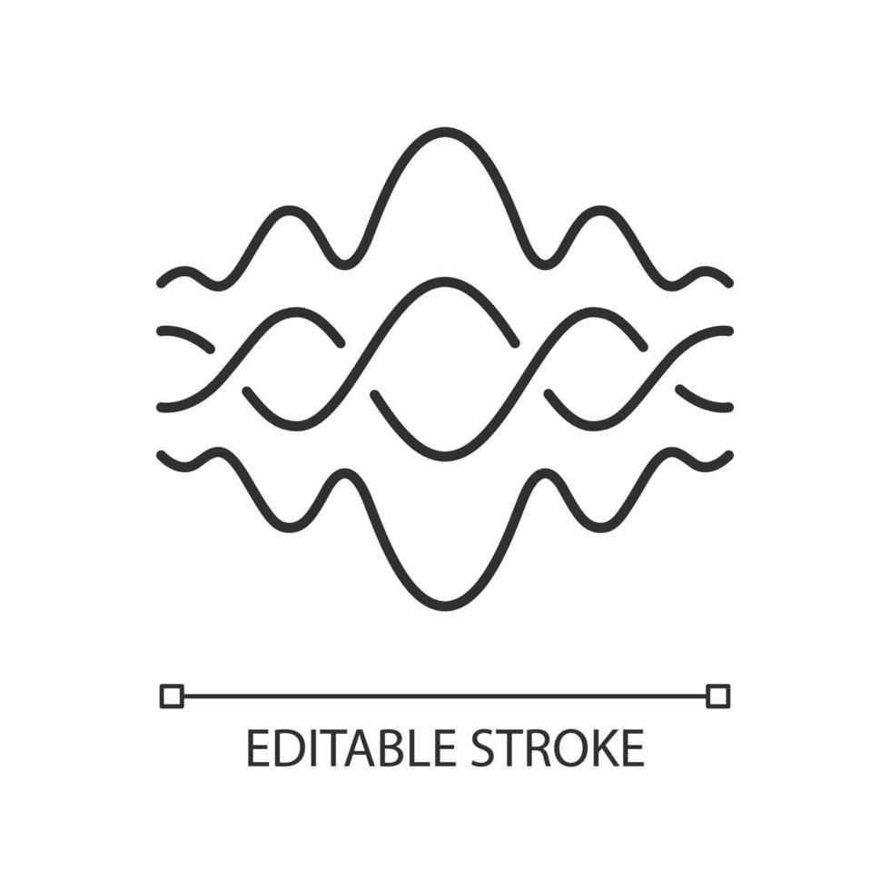 abstracte vloeistof overlappende golven lineaire pictogram. dunne lijn illustratie. muziek, melodieritme. digitale geluidsgolf, vloeiende golfvorm. contour symbool. vector geïsoleerde overzichtstekening. bewerkbare streek