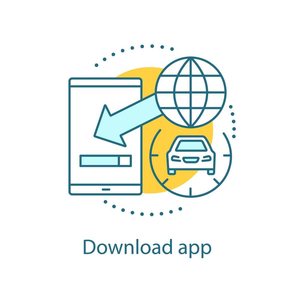concept icoon voor het downloaden van mobiele apps. carpoolservice idee dunne lijn illustratie. online taxi bestellen. vector geïsoleerde overzichtstekening