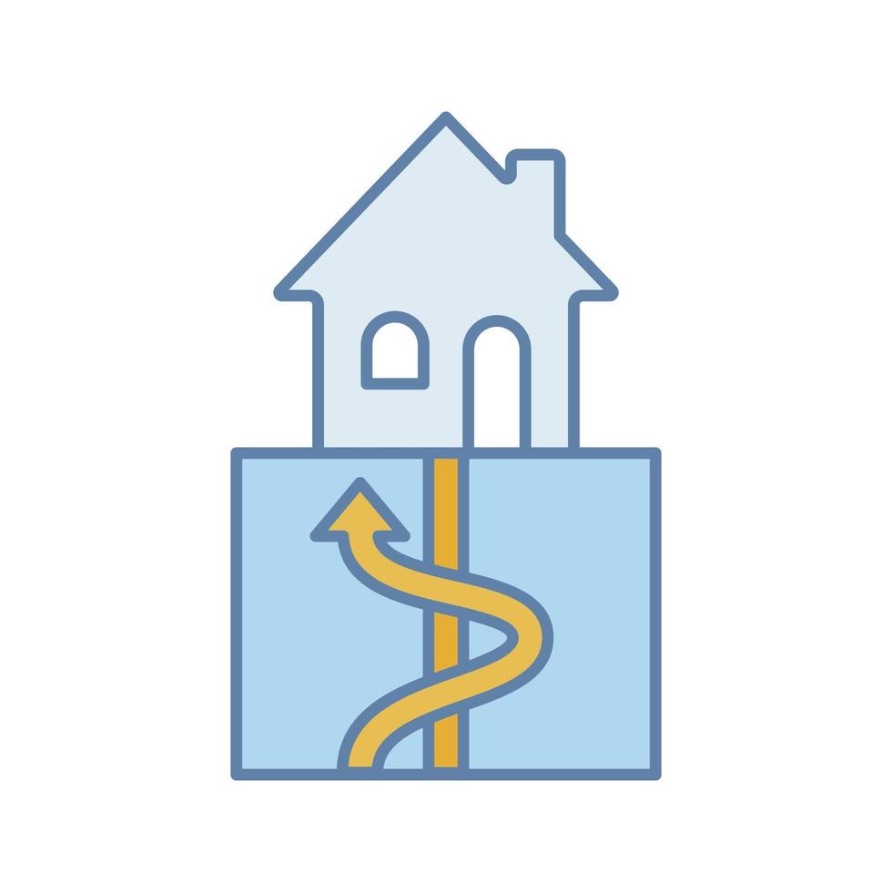 geothermische energie kleur pictogram. grond warmtepomp. ecologische huisverwarming. geïsoleerde vectorillustratie vector
