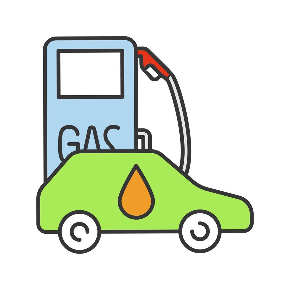 kleurpictogram tankstation. benzinepomp. benzine staan. benzinestation. geïsoleerde vectorillustratie vector