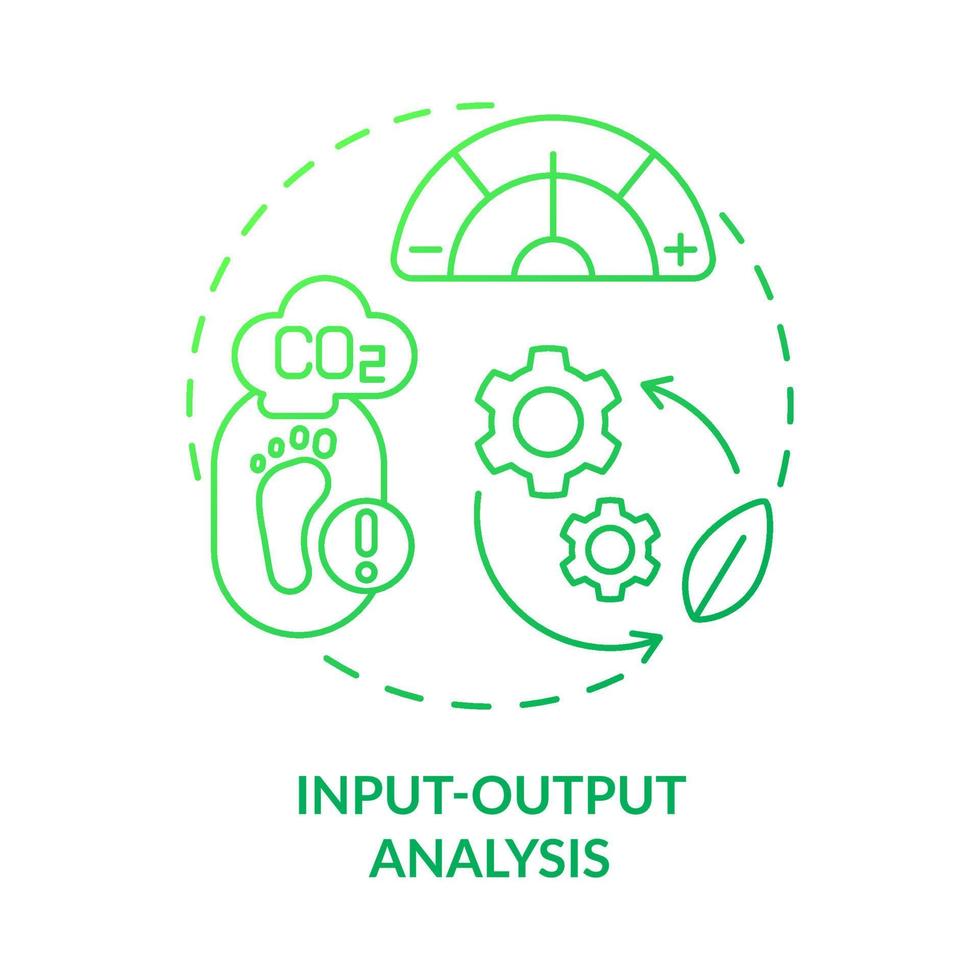 input output analyse groen kleurverloop concept icoon. wetenschappelijk onderzoek. methode van industriële ecologie abstracte idee dunne lijn illustratie. geïsoleerde overzichtstekening. vector