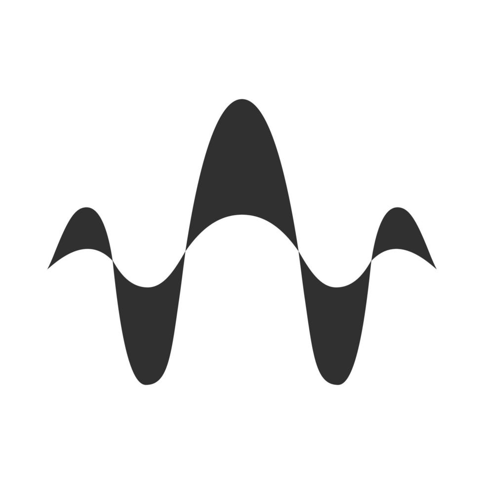 abstracte overlappende golven glyph pictogram. silhouet symbool. geluid, audio, muziek ritmelijnen. trillingen, ruisamplitudeniveau. abstracte digitale geluidsgolf. negatieve ruimte. vector geïsoleerde illustratie