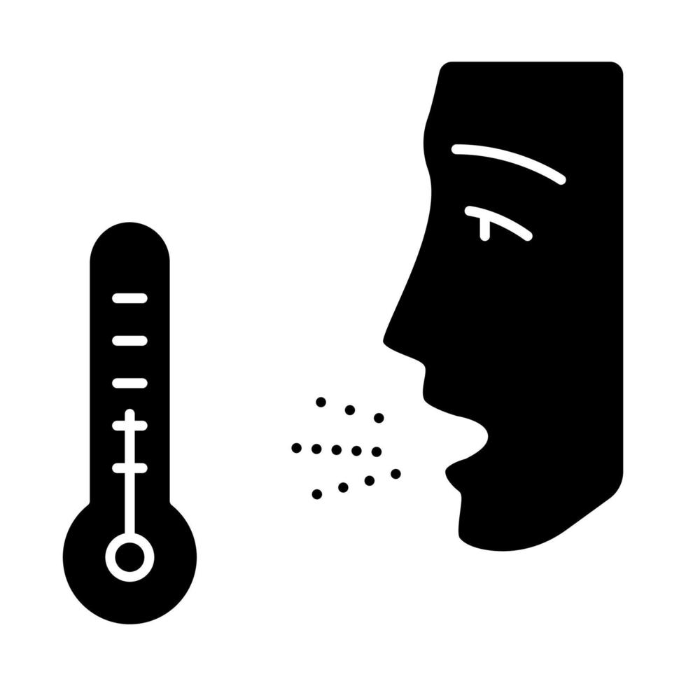 winterallergie glyph icoon. winst van binnenallergieën. allergische effecten van huidschilfers, stof, kakkerlakkenpoep. seizoensgebonden ziekte. silhouet symbool. negatieve ruimte. vector geïsoleerde illustratie