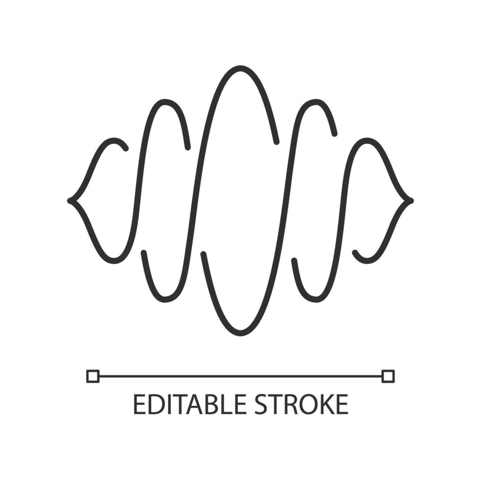 abstracte geluidsgolf lineaire pictogram. dunne lijn illustratie. geluid, audiogolfcurve. spraakopname, trillingen, geluidsniveau. muziek ritme. contour symbool. vector geïsoleerde overzichtstekening. bewerkbare streek