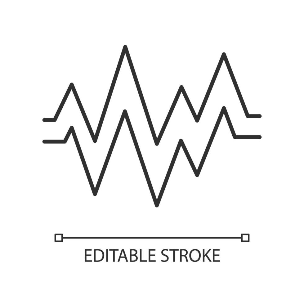 hartslag lineaire pictogram. dunne lijn illustratie. geluid, audiogolf. hartritme, pols. muziek frequentie. soundtrack afspelen amplitude. contour symbool. vector geïsoleerde overzichtstekening. bewerkbare streek