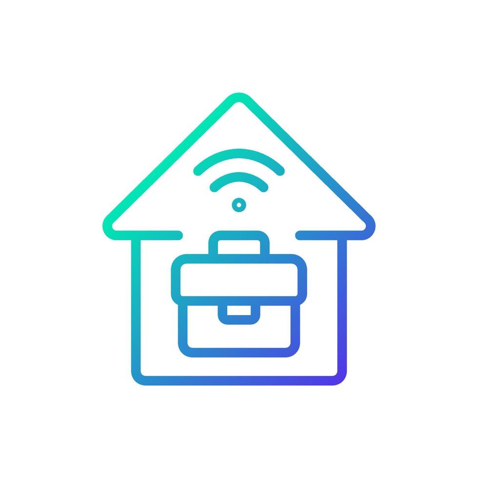 telewerken verloop lineaire vector pictogram. baan op afstand. werk vanuit huis. afstand werken. productiviteit verhogen. dunne lijn kleur symbool. moderne stijlpictogram. vector geïsoleerde overzichtstekening