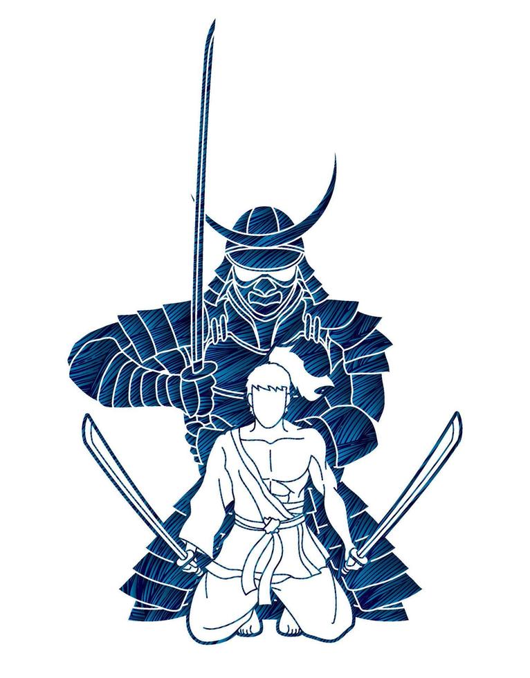 silhouet samurai krijger of ronin japanse jager vector