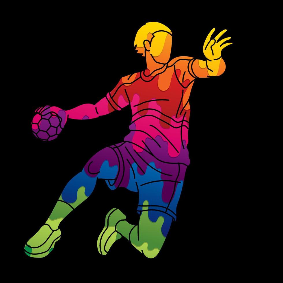 graffiti handbal sport mannelijke speler vector