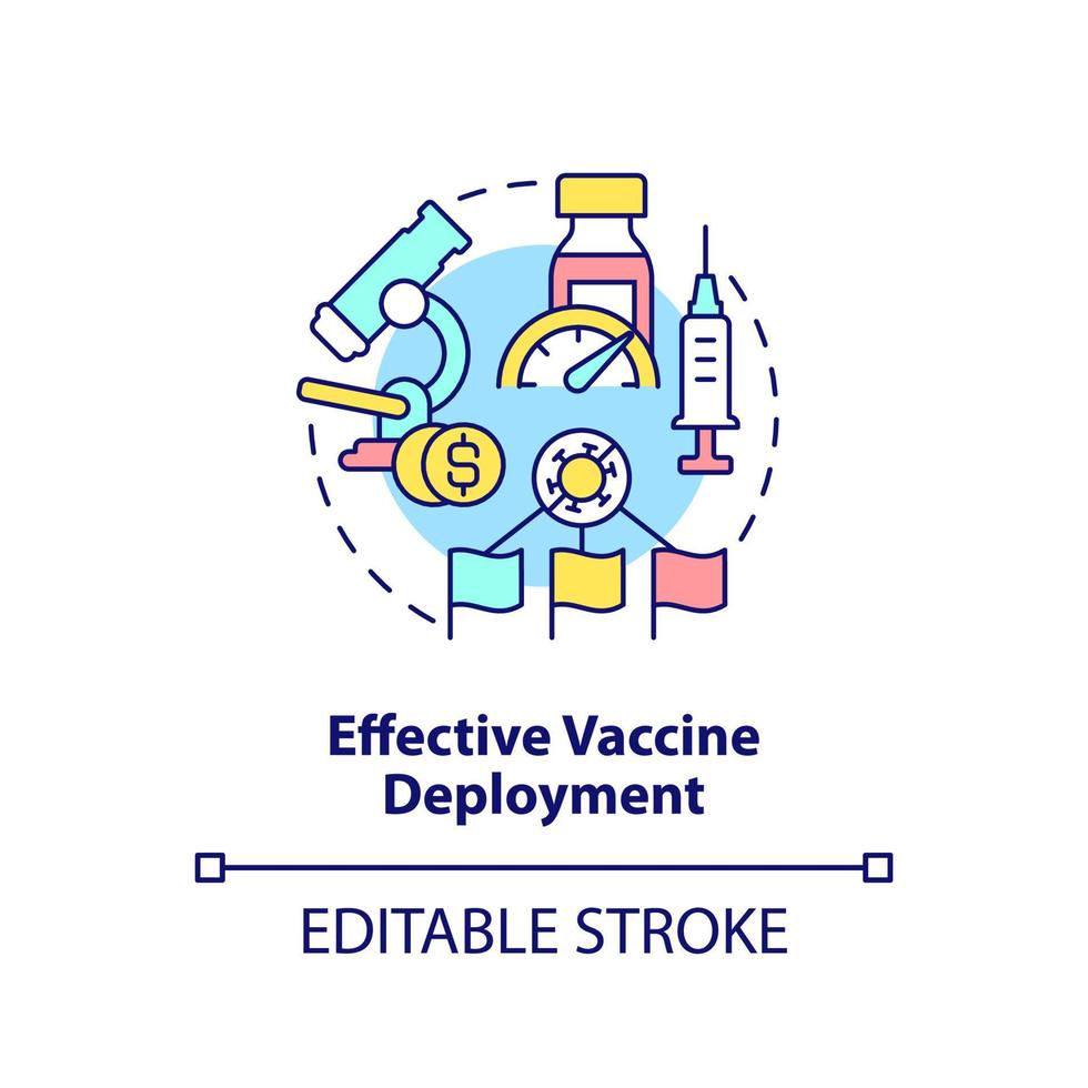 effectief vaccin implementatie concept icoon. internationale samenwerking tegen covid abstracte idee dunne lijn illustratie. geïsoleerde overzichtstekening. bewerkbare streek. vector