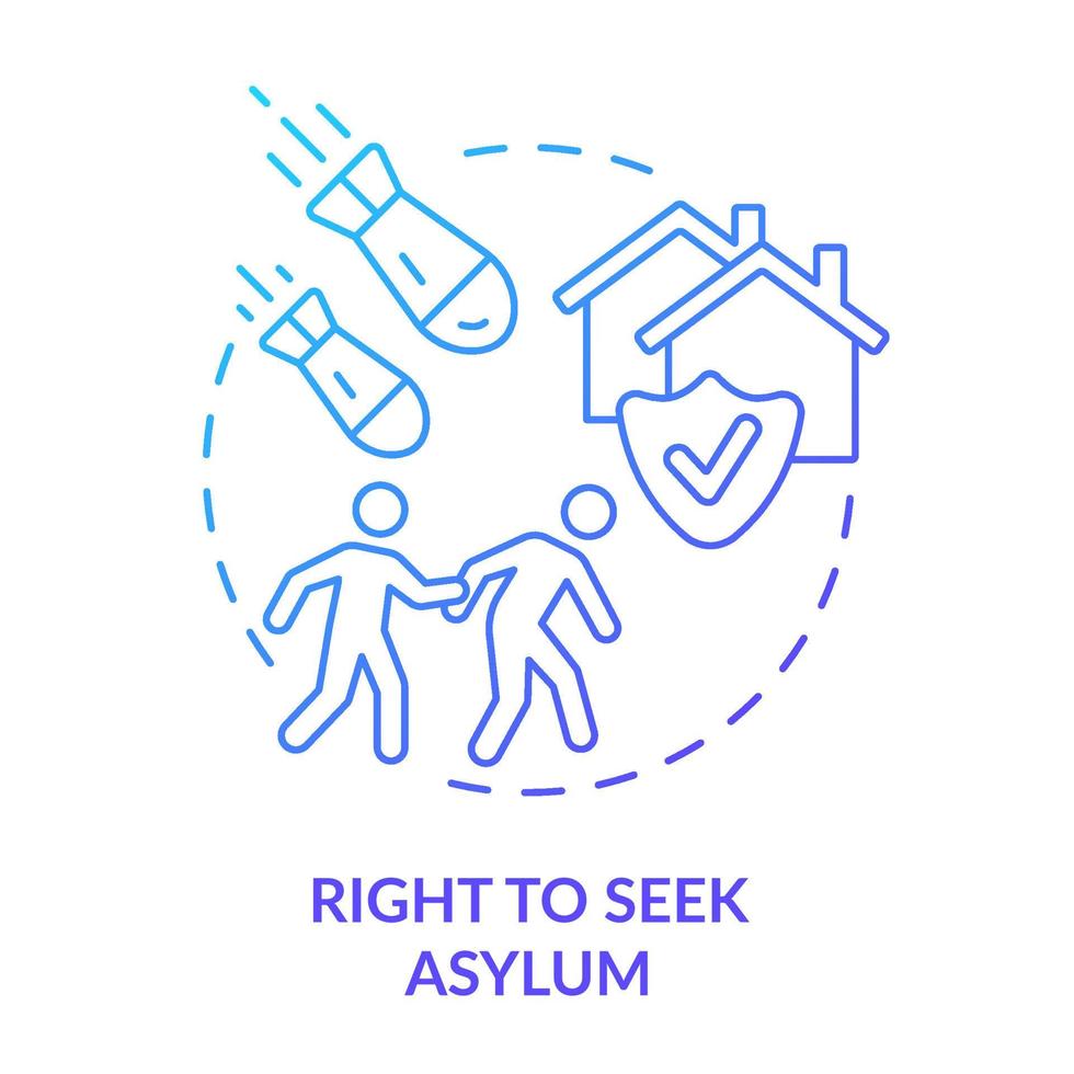 recht om asiel te zoeken blauw kleurverloop concept icoon. onderdak en veiligheid. asielzoekers. vluchteling juiste abstracte idee dunne lijn illustratie. geïsoleerde overzichtstekening. vector