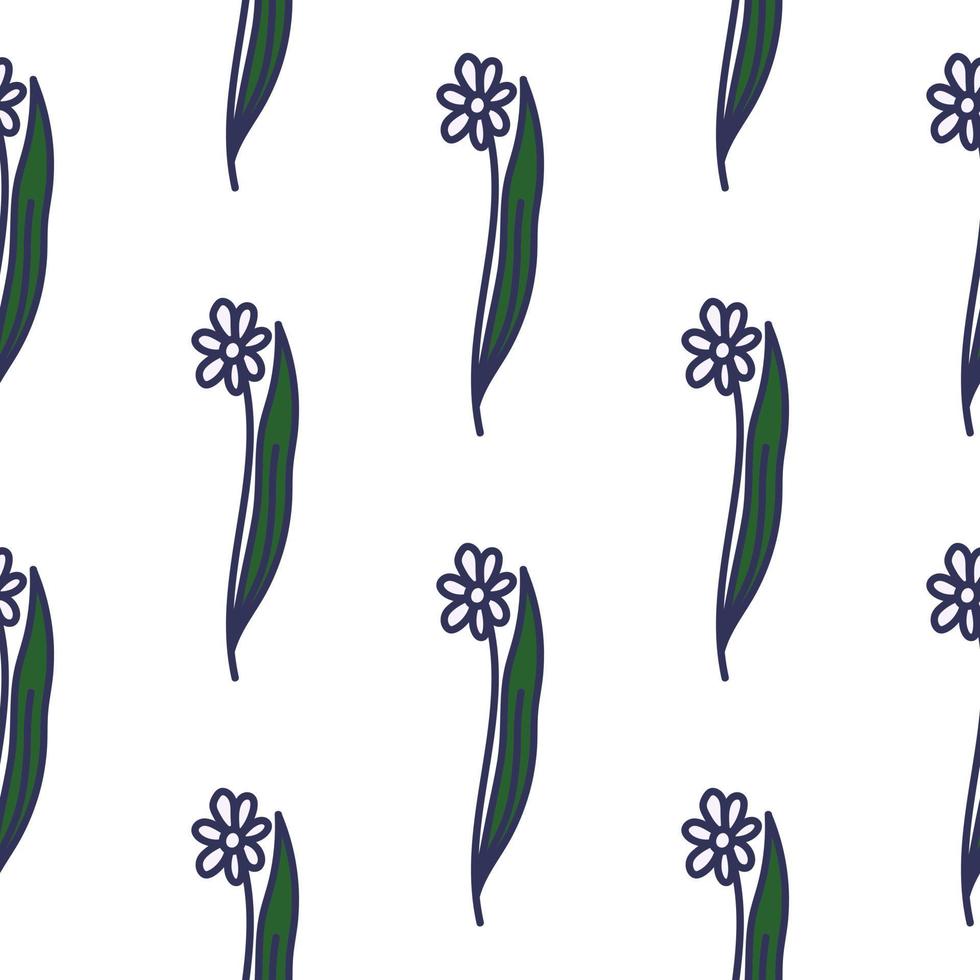 hand getekende bloemen naadloze patroon. eenvoudig bloemenbehang. vector