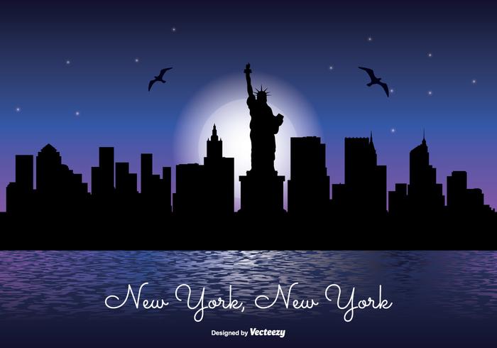 New York Night Skyline Illustratie vector