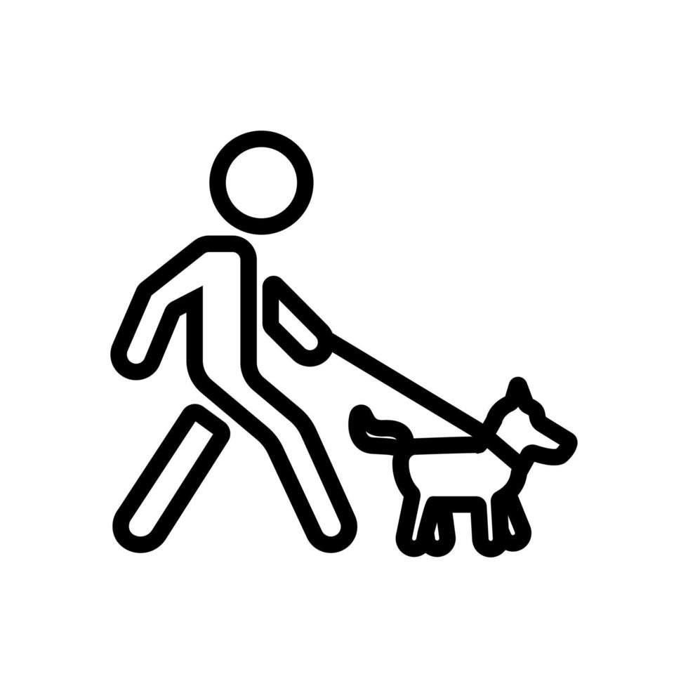 wandelende man met hond aan de lijn pictogram vector overzicht illustratie