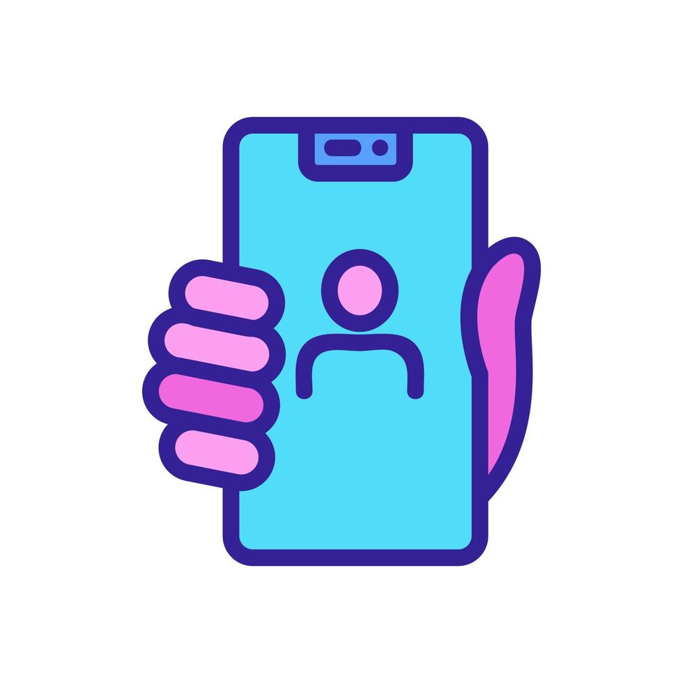 hand met selfie telefoon pictogram vector overzicht illustratie