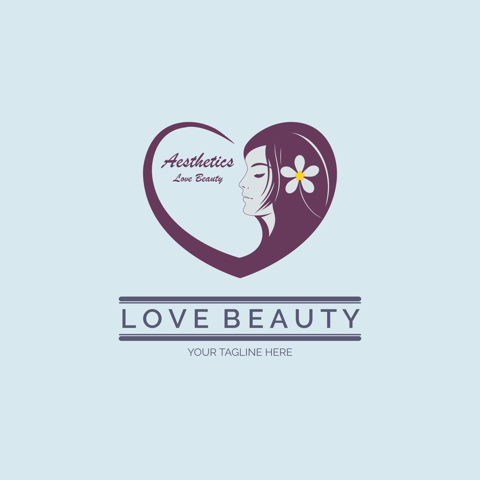liefde schoonheid esthetiek vrouw gezicht logo sjabloonontwerp voor merk of bedrijf en andere vector