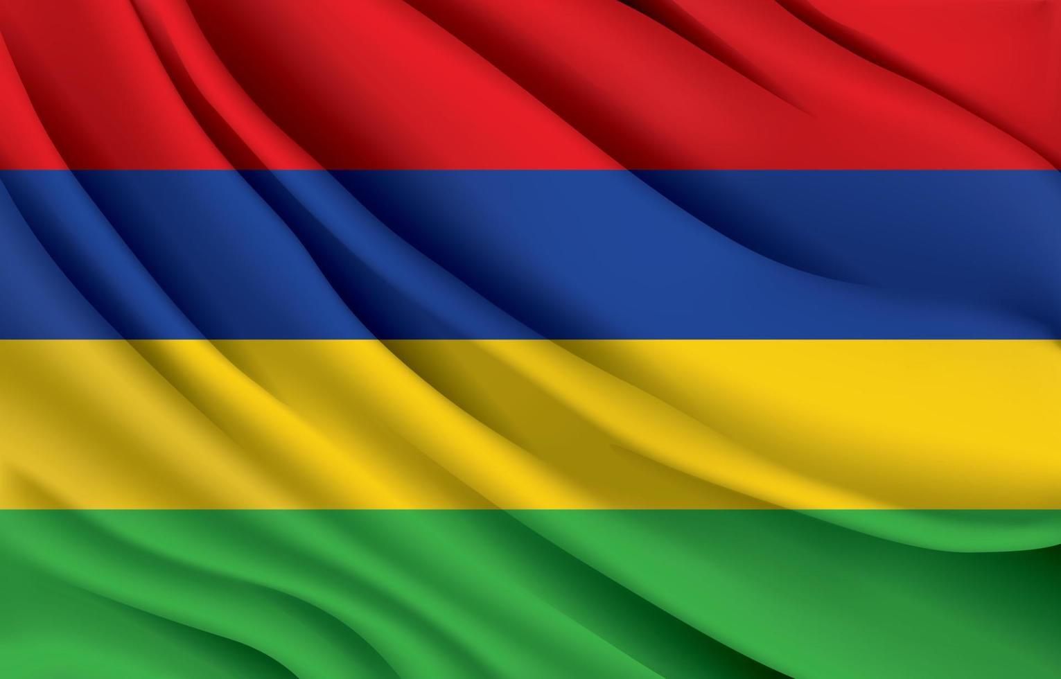 Mauritius nationale vlag zwaaiend met realistische vectorillustratie vector