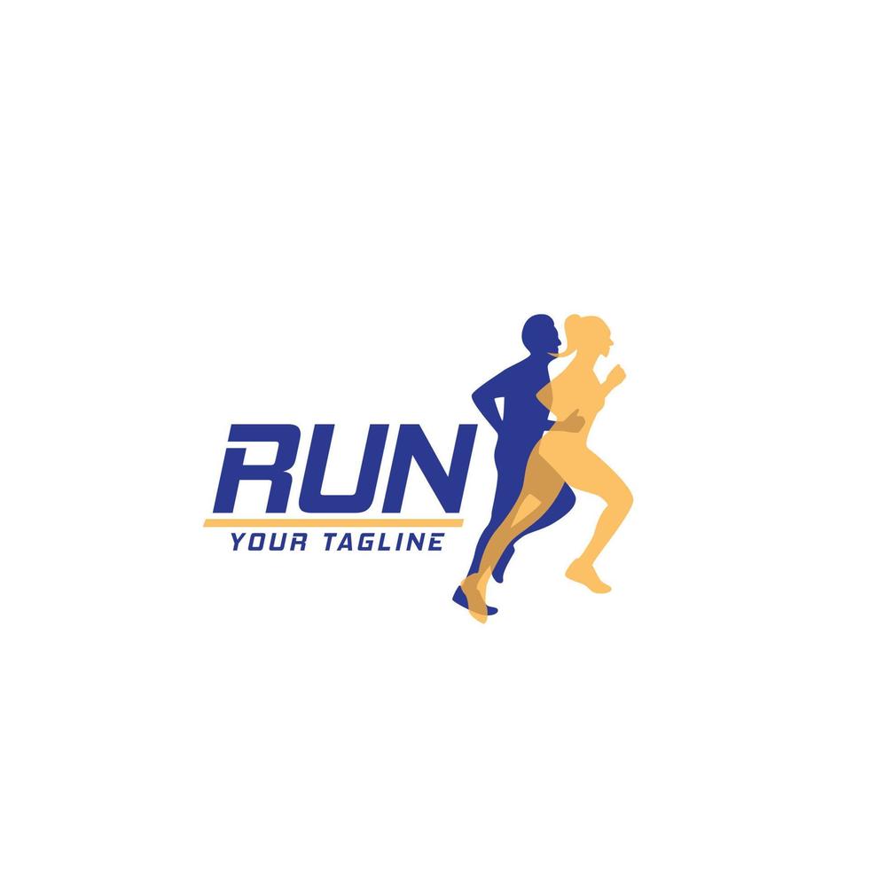 running logo embleem met silhouet van mensen lopen abstracte labels voor sportclubs sporttoernooien wedstrijden marathons en gezonde levensstijl vectorillustratie vector