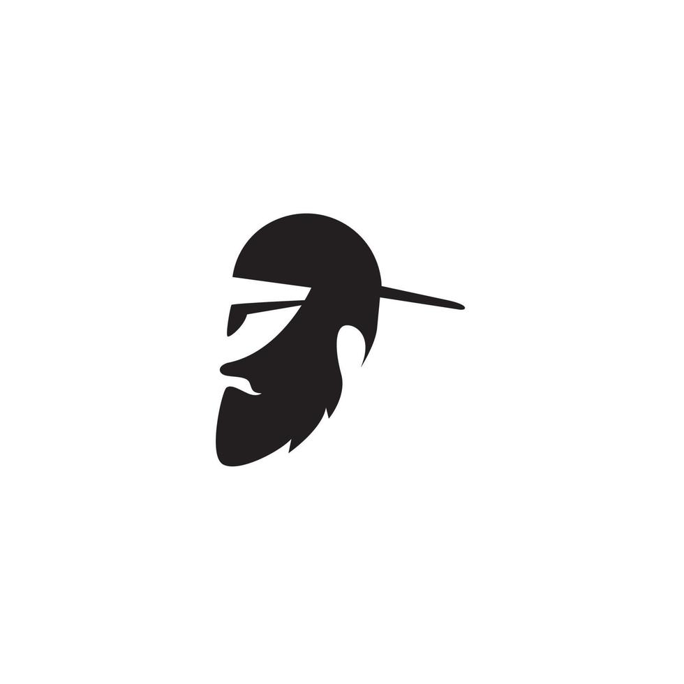 logo van een man met een hoed bebaarde vector pictogram symbool illustratie ontwerp