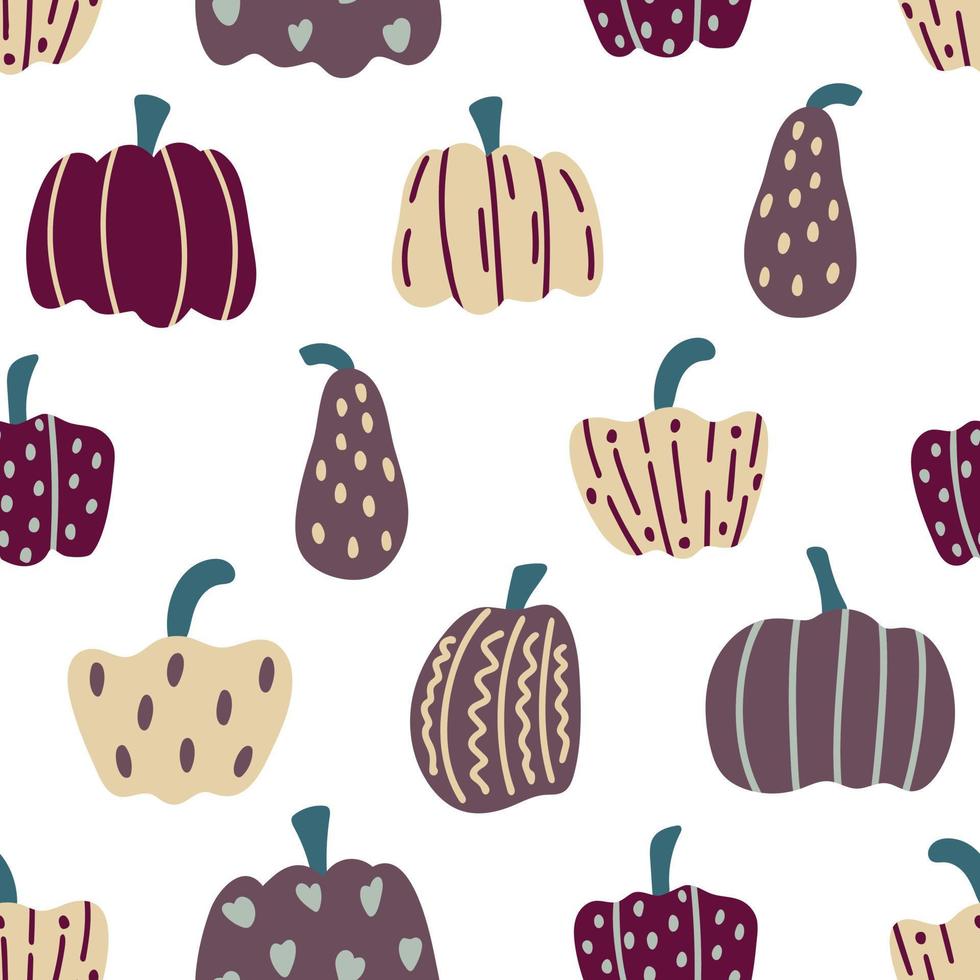 herfst pompoenen hand getekende naadloze patroon vector