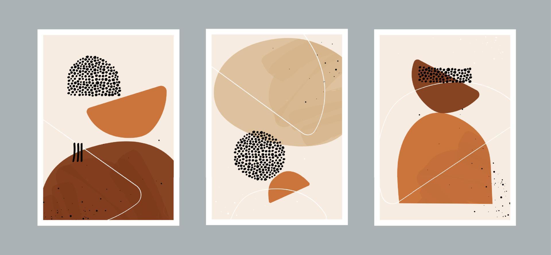 abstracte lijn en stippen kunst achtergrond met verschillende vormen voor wanddecoratie, briefkaart of brochure cover. vector ontwerp