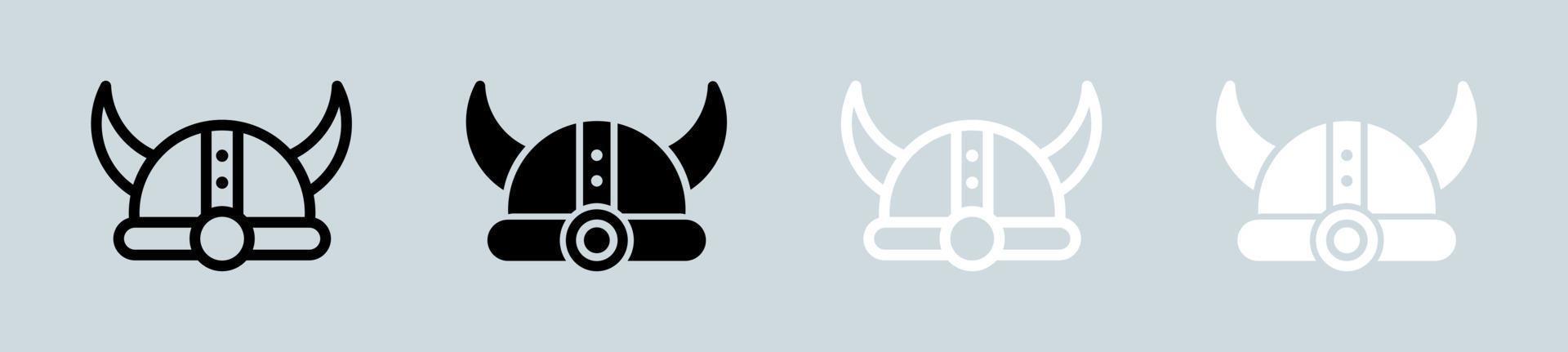 Viking helm icoon in zwarte en witte kleuren. helm met hoorns tekenen vector illustratie.