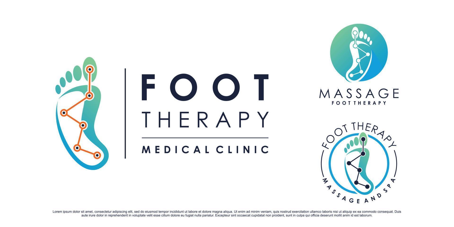 set collectie van voettherapie massage logo-ontwerp met creatieve element premium vector
