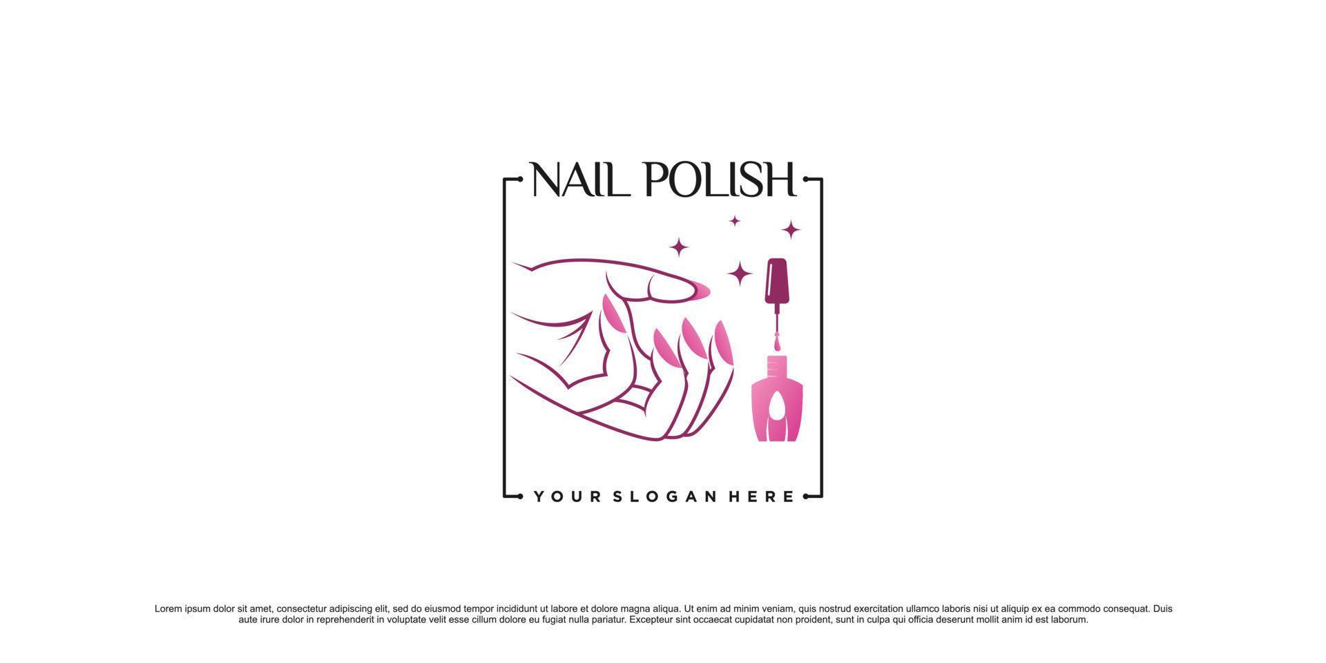 nagellak logo-ontwerp of nail art-pictogram voor schoonheidssalon met creatief concept premium vector