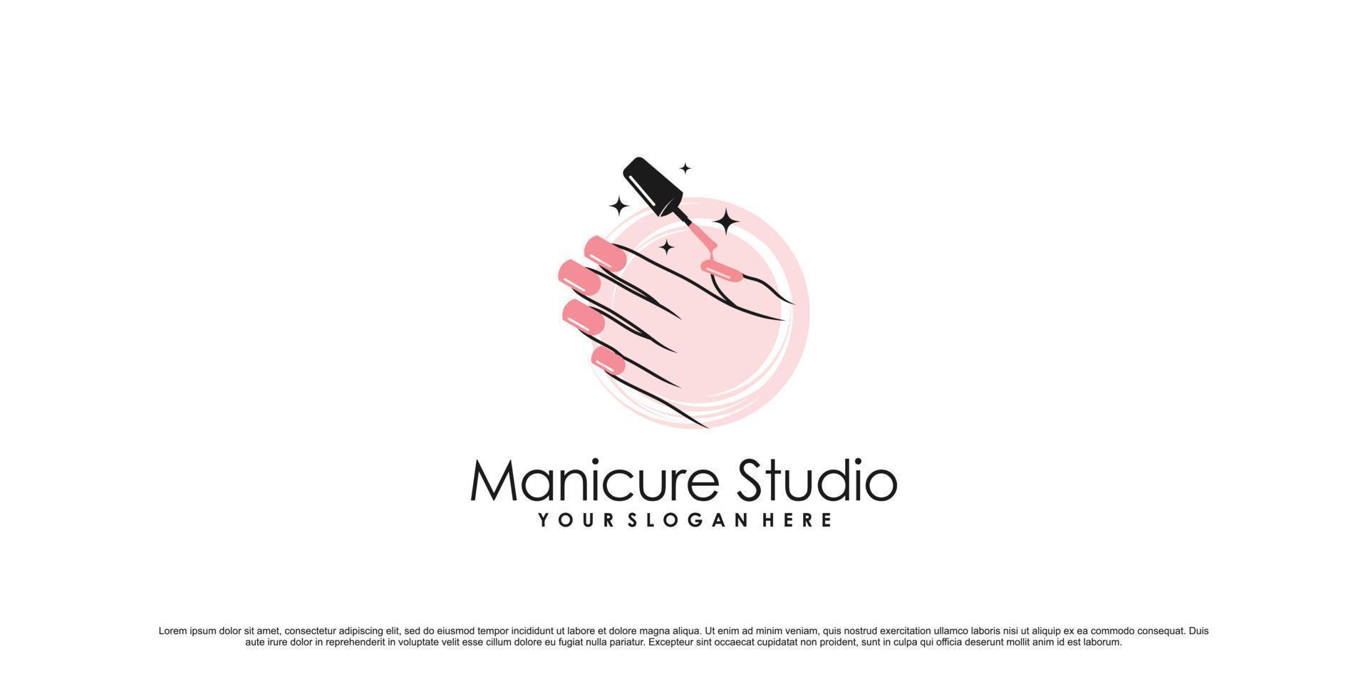 nagellak logo-ontwerp voor manicure studio of nagelsalon met creatief element premium vector